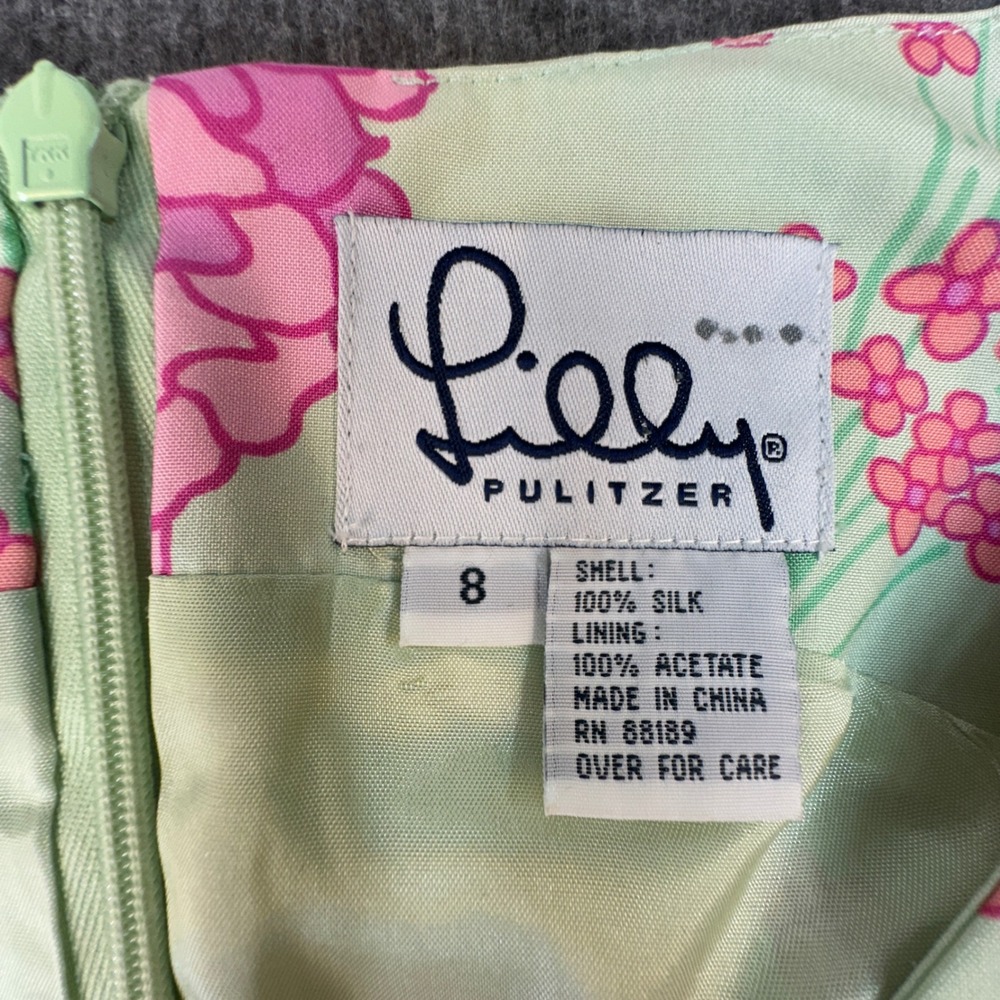 Lilly Pulitzer Floral V Neck Sleeveless Dress Size‎ 8 Green Pink NWT - Picture 3 of 9